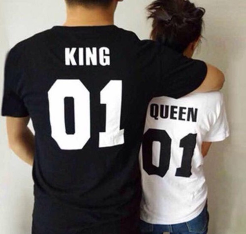 Polos Pareja King Queen Regalos Parejas Novios Solteros Mde