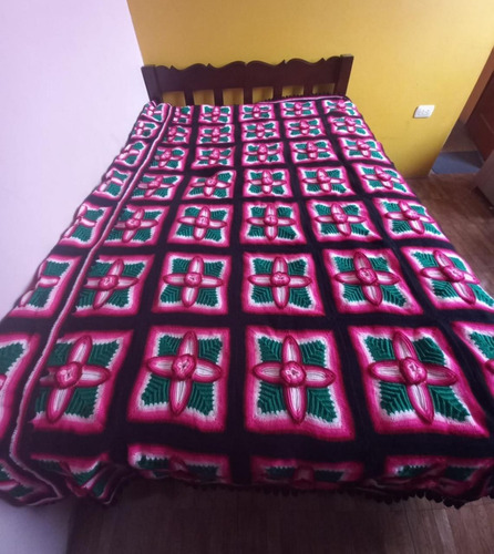 Imagen 3 de 4 de Cubrecama O Colcha Tejidos A Crochet A Mano 2 Plaza