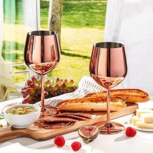Wotor Juego De 2 Copas De Vino De Oro Rosa, Copas De Vino De