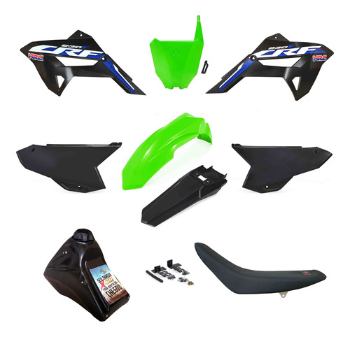 Kit Plástico Roupa Adapt Biker R1de Crf 230 Verde Oem Preto