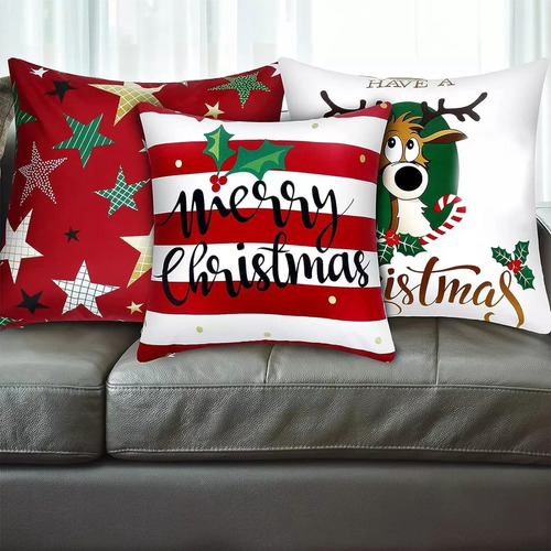 Funda De Almohada De Cojín Navidad Con Diseño Navideño 6pcs
