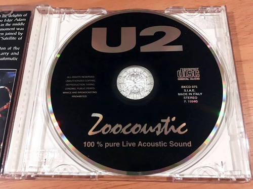 U2 Zoocoustic Live Acoustic Zoo Tv Tour Cd Italy 1994 (Usado)