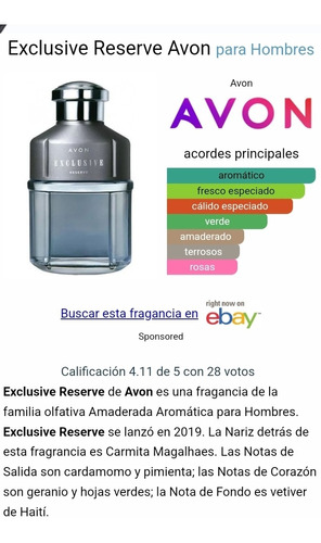 Fragancia Masculina Exclusive Reserve - mL a $1250