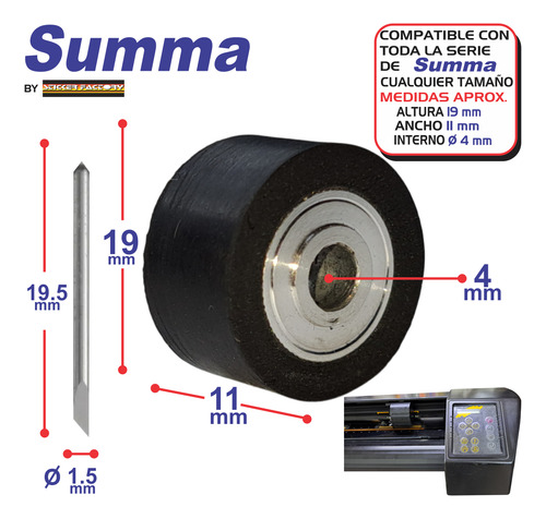 Pinch Roller Summa Compatible 2 Pz+2 Navajas Gratis Med.orig