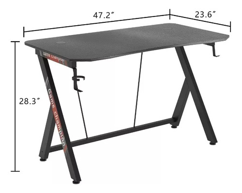 Escritorio De Mesa De Chapa De Madera Para Juegos, Negro Heaimo