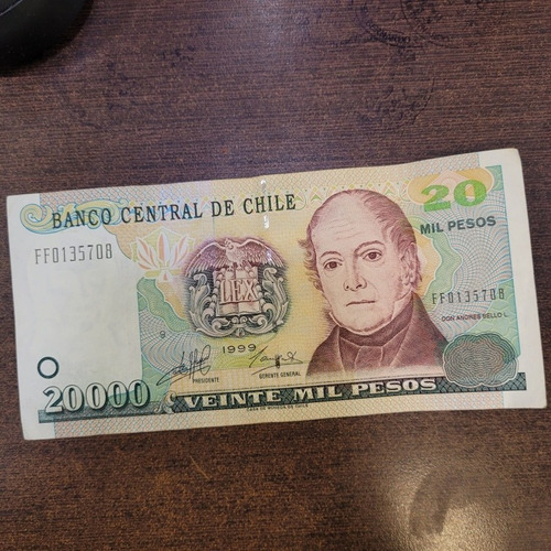 Billete Antiguo Chileno 20mil Pesos 1999