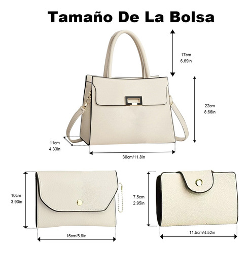 Set 3 Bolsas Tote Mujer Cuero Moda Antirrobo Casual Vintage