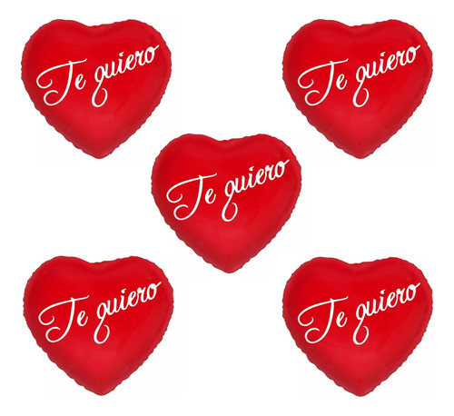 Combo X 5 Unidades Globo Corazon Te Quiero Rojo San Valentin