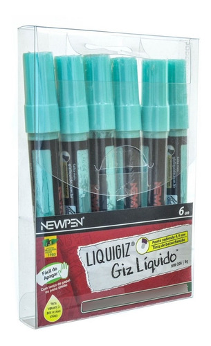 Newpen Giz Líquido 4,5mm Cor Verde Aqua Marine Pastel C/ 6un Cor da tinta Ciano Cor do exterior Azul-celeste