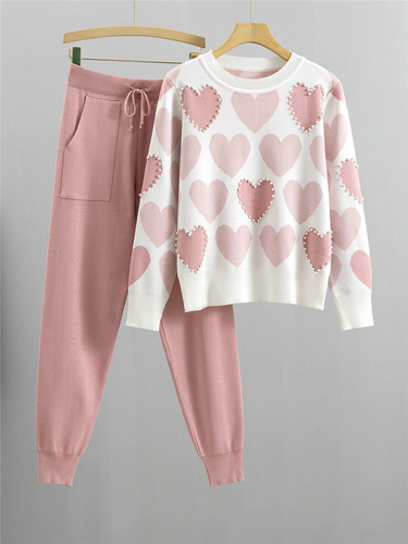 Set Conjunto De Punto Corazones Importación Premium Dama