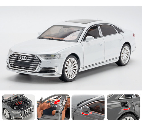 Audi A8 Limusina Miniatura Metal Coche Con Luz Y Sonido 1/24