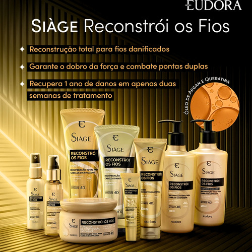 Shampoo Eudora Siàge Reconstrói Os Fios 250ml