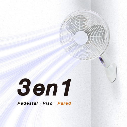 Ventilador Mytek 16 Pulgadas 3 En 1 Pedestal 40.64 Cm 60hz Blanco Blanco Plástico 3