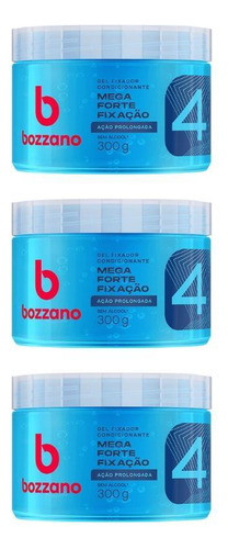 Gel Fixador Bozzano 300g Azul - Kit Com 3un