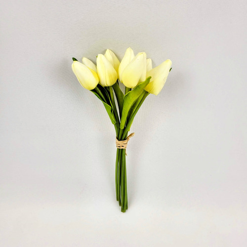 Tulipa Branca 8 Hastes 27cm Flor Planta Artificial
