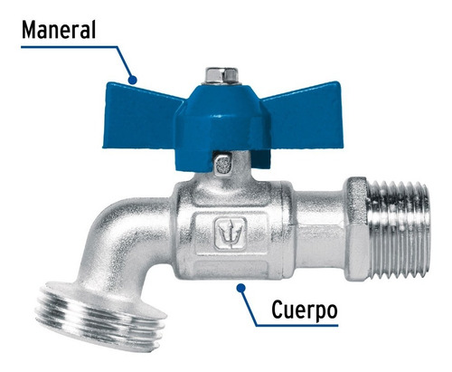 Llave Foset Esfera Laton Niquelado Tipo Mariposa