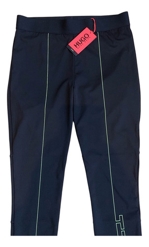 Leggings Deportivos Hugo Negro Con Verde Talla L Stretch !!