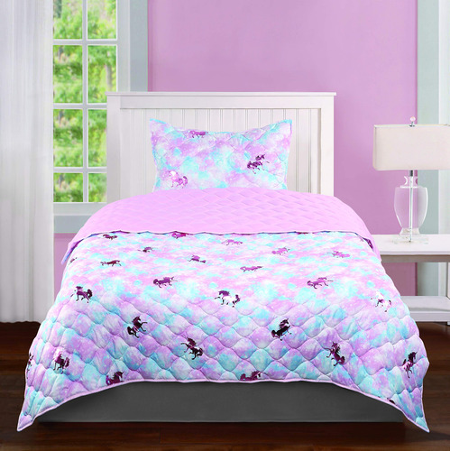 Set De Colcha De Unicornio Para Niñas Tadpoles De 2 Piezas