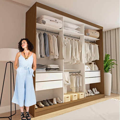 Closet Casal Sem Portas 4 Gavetas Paris Freijó Diwt