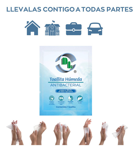Toallitas Húmedas Antibacteriales Caja Con 100 Piezas