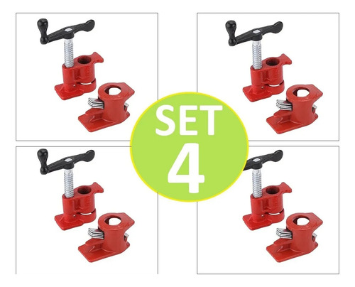 Set De 4 Prensas Sargento De Tubo De 3/4