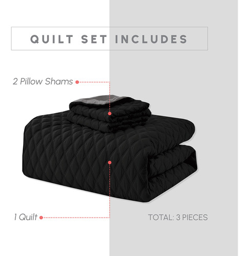 Juego De Colcha Reversible 3 Piezas Acolchada Ultra Suave