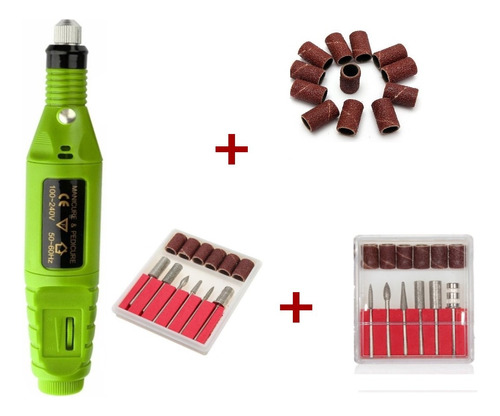 Pulidor De Uñas Eléctrico + 10 Repuestos Lija +kit De Brocas