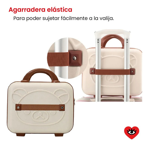 Mini Valija De Mano Cabina Beige Y Rosa Rigida Portatil Viaje Oso Veoquiero