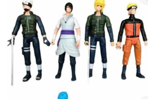 Kit 4 Bonecos Led Naruto Uzumaki Articulados Sasuke Kakashi