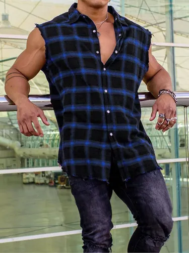Camisa de cuadros sin manga hombre hotsell