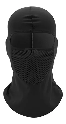 Pasamontaña Balaclava Capucha Mascara Moto Deporte Invierno Color Negro Diseño De La Tela Lisa Talle Único