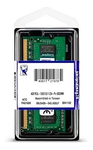 Memoria Ddr3 4gb Kingston Sodimm 1600mhz Kvr16ls11/4