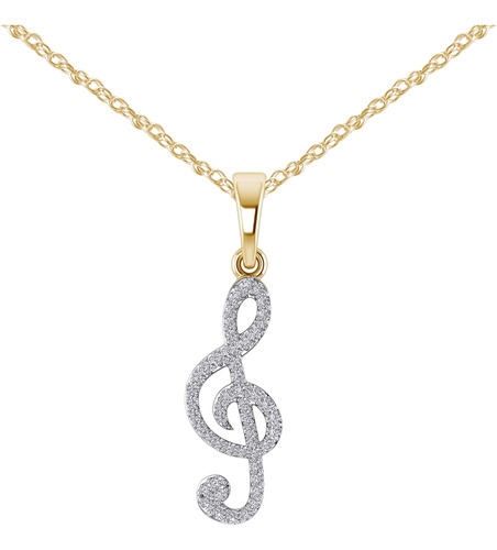 Halo Jewelers Collar Con Colgante De Nota Musical De Diamant