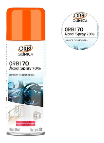 Álcool  Em Spray 70% Aerossol 300ml Orbi