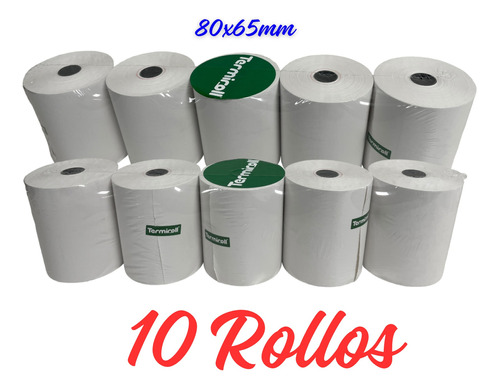 Rollo De Papel Térmico 80x65 Impresora Fiscal Pack De 10