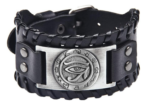 Pulseira De Couro Olho De Hórus Turtledove - Amuleto Ideogr