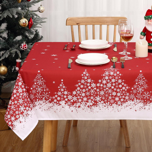 Roygrow Mantel De Copo De Nieve De Navidad Rojo Con Decoraci