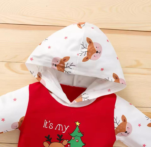 Ropa Primera Navidad Bebé Pants Con Capucha First Christmas