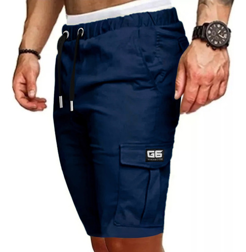 Bermuda Cargo De Gabardina Hombre Shorts Jogger Con Bolsillo