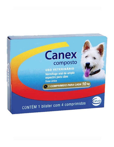 Canex Composto 4 Comprimidos Saúde Cães Vermífugo Dose Unica