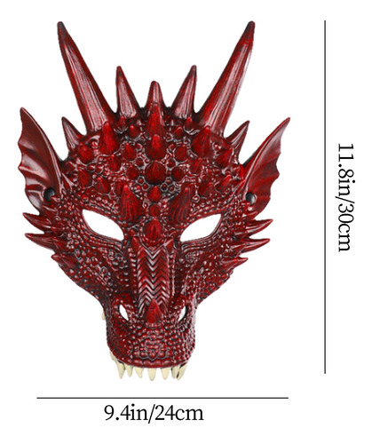 4 Máscara De Cosplay Máscara De Media Cara Dinosaurio Rojo