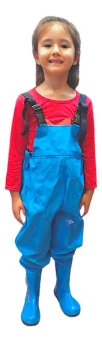 Wader Niños Pesca Lluvia Pvc + Botas + Correa Ajustable