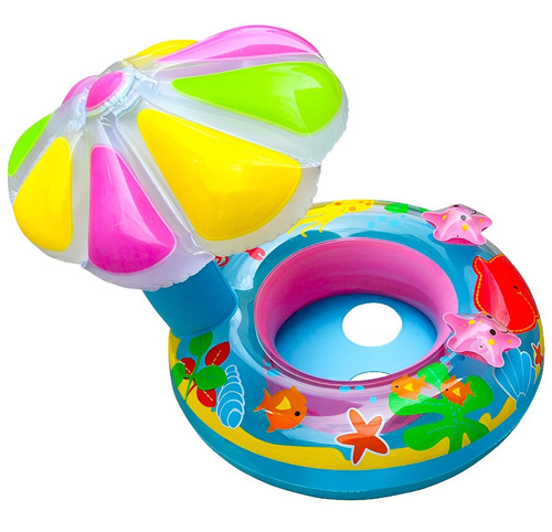 Flotador Inflable con Sombrilla de Piscina para Bebe Arcashopping Colorido