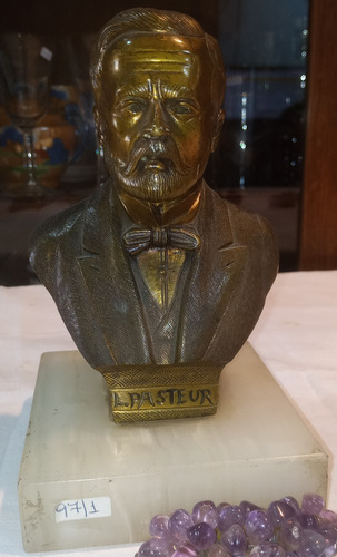 Antiguo Busto Figura De Bronce Con Base Marmol Impecable N97 (Usado)