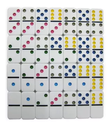 Jogo De Domino Profissional Osso 28 Peças Coloridos - MB UTILIDADES