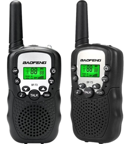 Radios Mini Walkie Talkies Baofeng Bf T3 X 2 Unidades Negro