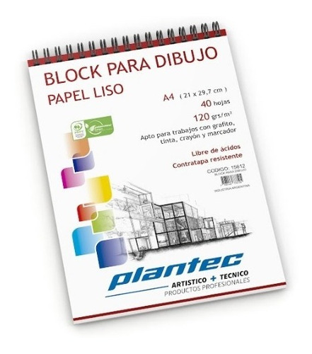 Block Para Dibujo Plantec A4 120grs X 40 Hojas 15612