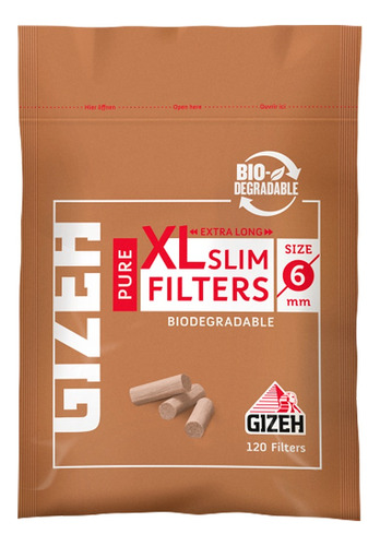 Filtro Gizeh Pure Xl Slim Organicos Biodegradable 10 Uds