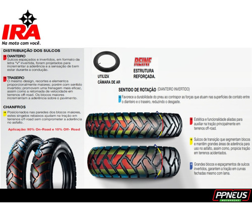 Pneu Xre-300 90/90-21 52s + 2x 120/80-18 Ira Bunker 62s Tt