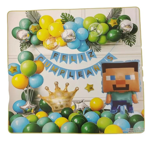 Set De Globos De Minecraft Decoración Fiesta Cumpleaños